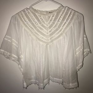 White Free People Lace Crop Top with Open Back